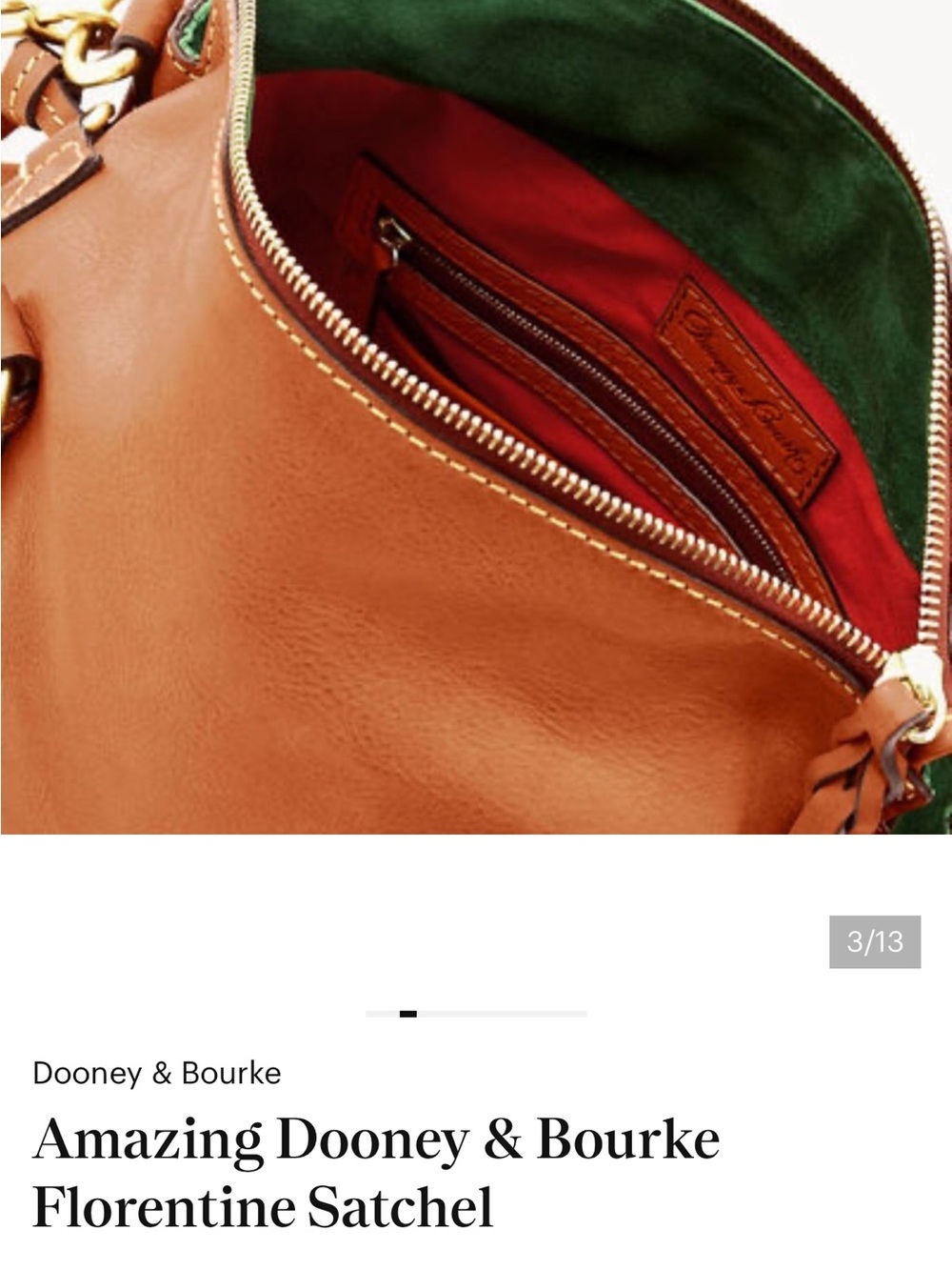 Dooney & Bourke Cognac Leather Satchel with Gold Hardware - Picture 12 of 13